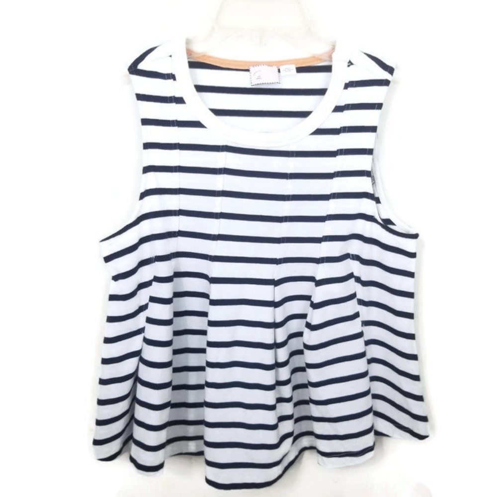 ANTHROPOLOGIE POSTMARK STRIPED PEPLUM TOP - Picture 4 of 8